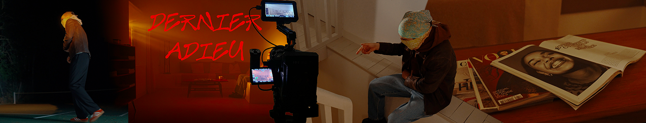 Montage photo du tournage d'un clip, on voit les différents lieux de tournage: un terrain de tennis, une vielle maison, on peut apprécier le travail de lumière qui est relativement poussé et qui donne un rendu professionnel de composition des plans